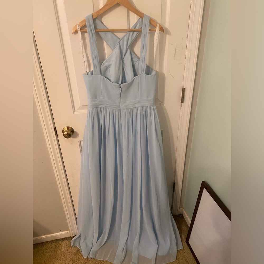 Azazie Sky Blue A-Line High cross neck Bridesmaids dress - Picture 4 of 6
